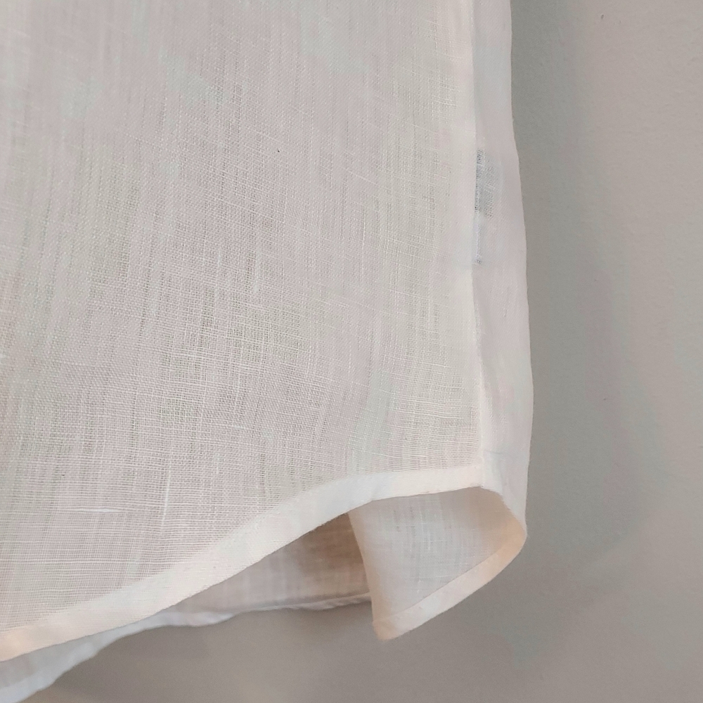Bella Dahl NEW White Linen Ruffled Short Sleeve Top Shirt Blouse Size Medium - Picture 9 of 15